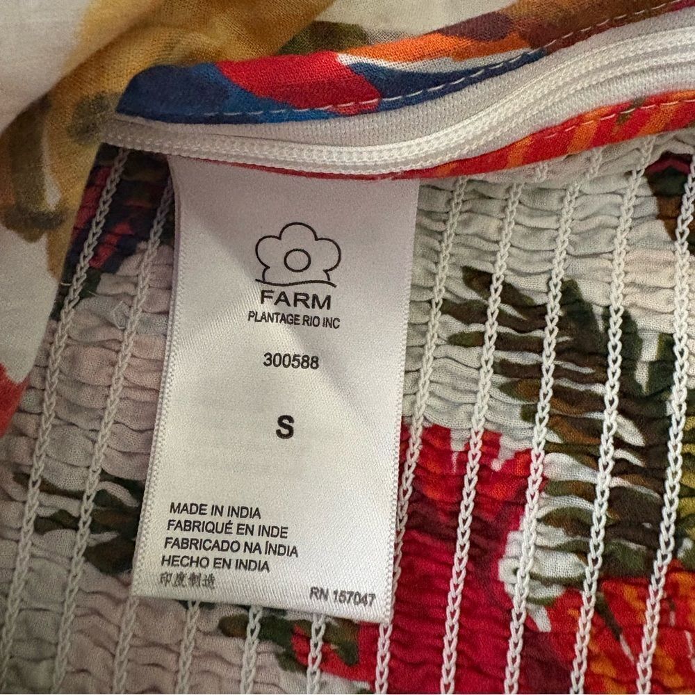 Farm Rio Forest Birds Smocked Embroidered Blouse size Small - Picture 7 of 10